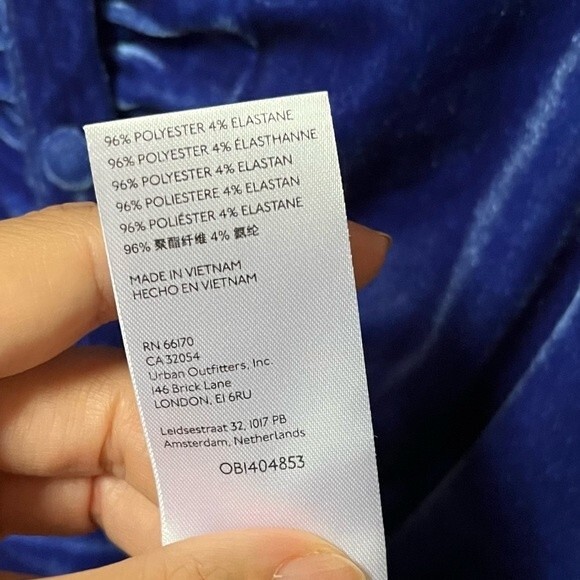 Urban Outfitters Uo Nellie Ruched Velvet Shirt Dress in Blue XS NWT - Picture 13 of 13